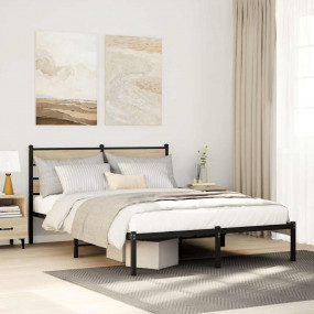 Bed Frame Black Iron Double Bed Frame Rectangular Indus...
