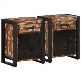 Bedside Cabinet Set of 2 Multicolor Solid reclaimed woo...