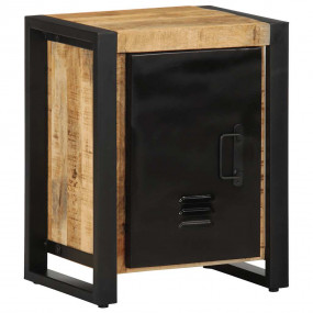 Bedside Cabinet Natural wood, Black Solid Mango Wood, I...
