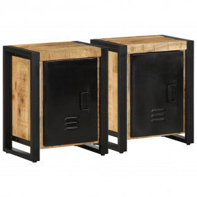 Bedside Cabinet Set of 2 Mango wood Solid rough mango w...