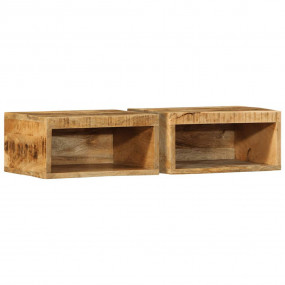 Wall-mounted TV Cabinet Set of 2 Brown Solid rough mang...
