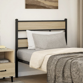 Headboard Black, sonoma oak Iron, engineered wood Twin