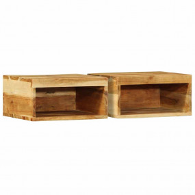 Wall-mounted TV Cabinet Set of 2 Natural Brown Solid Ac...