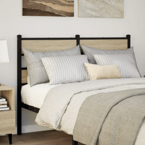 Headboard Black, Sonoma Oak Iron, engineered wood Doubl...