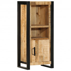 Bathroom Cabinet Mango Wood and Black Solid rough mango...