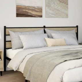 Headboard Black, Sonoma Oak Iron, Engineered wood Doubl...