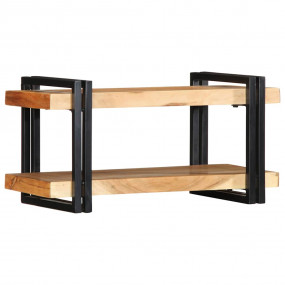 Wall Shelf Brown, Black Solid acacia wood, Iron Medium ...