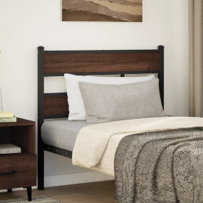 Bed Frame Brown Oak Steel, Engineered Wood Single Durab...