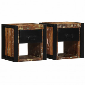 Bedside Cabinet Set of 2 Multicolor Solid reclaimed woo...