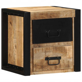 Bedside Cabinet Natural and Black Solid rough mango woo...