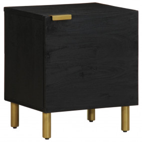 Nightstand Set of 2 Black Solid Mango Wood Medium Night...