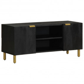 TV Cabinet Black Engineered wood, Solid mango wood, Bra...