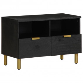 TV Cabinet Black Engineered wood, solid mango wood, bra...
