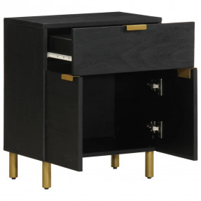 Bedside Cabinet Black Engineered wood, solid mango wood...