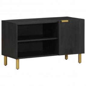 TV Cabinet Black Engineered wood, solid mango wood, bra...
