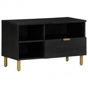 TV Cabinet Black Engineered wood, Solid Mango wood, Bra...