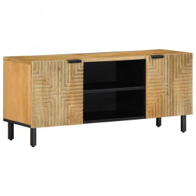TV Cabinet Brown Solid Mango Wood, Metal, Engineered Wo...