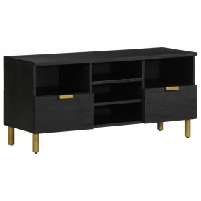 TV Cabinet Black Engineered wood, Solid mango wood, Bra...