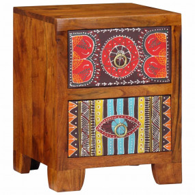Nightstand Honey Brown, Multicolored Solid Acacia Wood