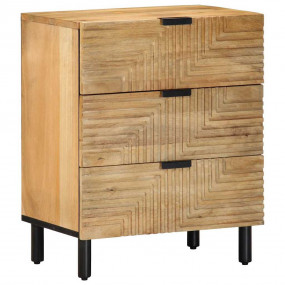 Bedside Cabinet Brown Solid Mango Wood, Engineered Wood...
