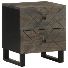 Bedside Cabinet Black Solid Mango Wood, Engineered Wood...