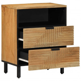 Bedside Cabinet Brown Solid Mango Wood, Engineered Wood...