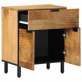 Bedside Cabinet Brown Solid mango wood, engineered wood...