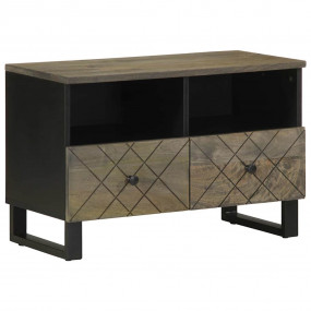 TV Cabinet Black Solid mango wood with grey finish, met...
