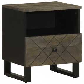 Bedside Cabinet Black Solid mango wood, metal Small