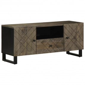 TV Cabinet Black Solid mango wood, Engineered wood, Met...