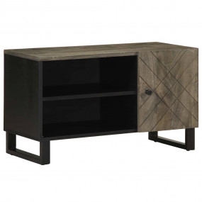 TV Cabinet Black Solid Mango Wood Medium TV Cabinet Rec...