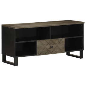 TV Cabinet Black Solid mango wood, engineered wood, met...