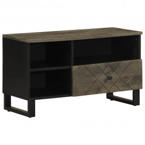 TV Cabinet Black Solid Mango Wood Medium TV Cabinet Rec...