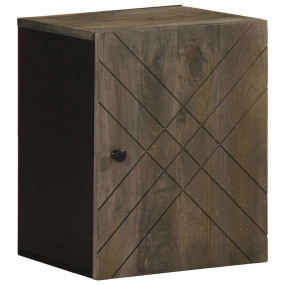 Bathroom Cabinet Black Solid Mango Wood, Engineered Woo...
