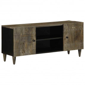 TV Cabinet Light Gray Solid Mango Wood, Engineered Wood...