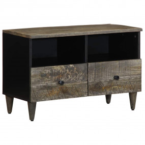 TV Cabinet Light Grey Solid Mango Wood Medium TV Cabine...