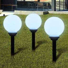 Garden Light Set of 3 White and Black Plastic Medium So...