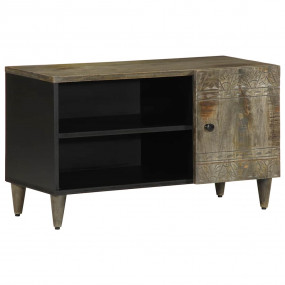 TV Cabinet Light Grey Solid Mango Wood Medium TV Cabine...