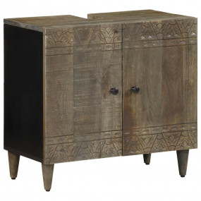 Bathroom Sink Cabinet Black Solid mango wood, engineere...