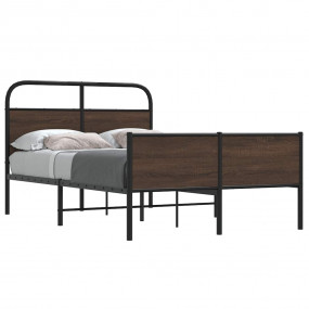 Bed Frame Brown Oak Steel Full Rectangular Traditional