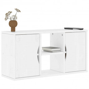 TV Cabinet White Solid pine wood 31.1 x 9.4 x 15.7 in T...