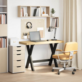 Desk Natural, Black Solid pine wood Medium Durable Desk