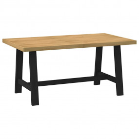 Dining Table Natural, Black Solid Pine Wood Large Durab...
