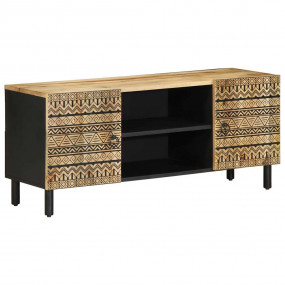 TV Cabinet Black Solid Mango Wood, Iron 41.3 x 13.2 x 1...