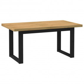 Dining Table Natural and Black Solid Pine Wood Large Du...