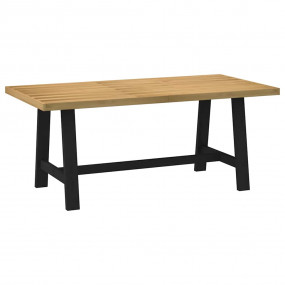 Dining Table Natural Top, Black Legs Solid Pine Wood La...