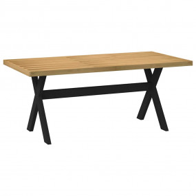 Dining Table Natural Top, Black Legs Solid Pine Wood 70...