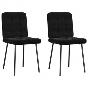 Dining Chair Set of 2 Black Velvet (100% polyester), pl...