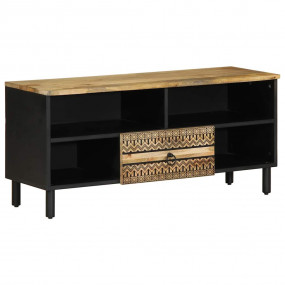 TV Cabinet Black Solid rough mango wood, iron Medium TV...