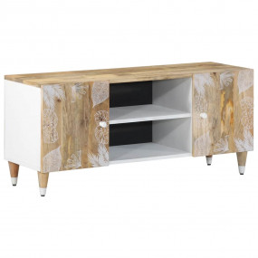 TV Cabinet Natural Mango Wood and White